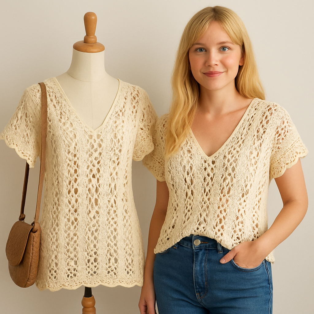 Castaway Tunic Crochet Pattern PDF | Summer Crochet Top, Lacy V-Neck Blouse, Boho Beach Cover Up, DIY Crochet Shirt Pattern