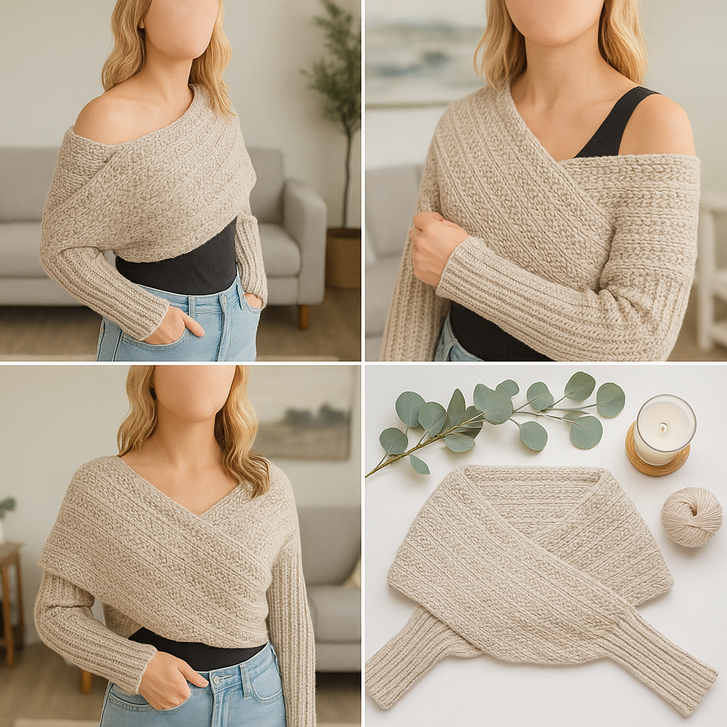 Crochet Pattern + Video | Wheat Stitch™ Sweater Scarf | Size-Inclusive XS–5X | Scarf with Sleeves | Instant PDF Download | Easy Crochet Wrap