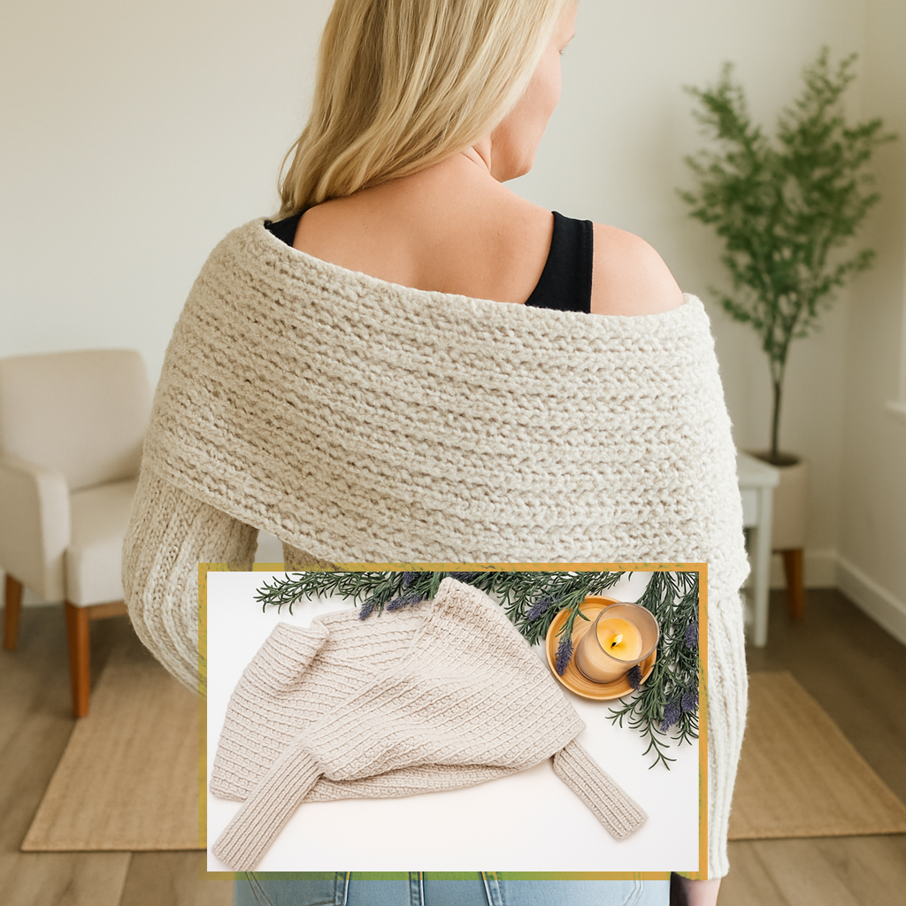Crochet Pattern + Video | Wheat Stitch™ Sweater Scarf | Size-Inclusive XS–5X | Scarf with Sleeves | Instant PDF Download | Easy Crochet Wrap