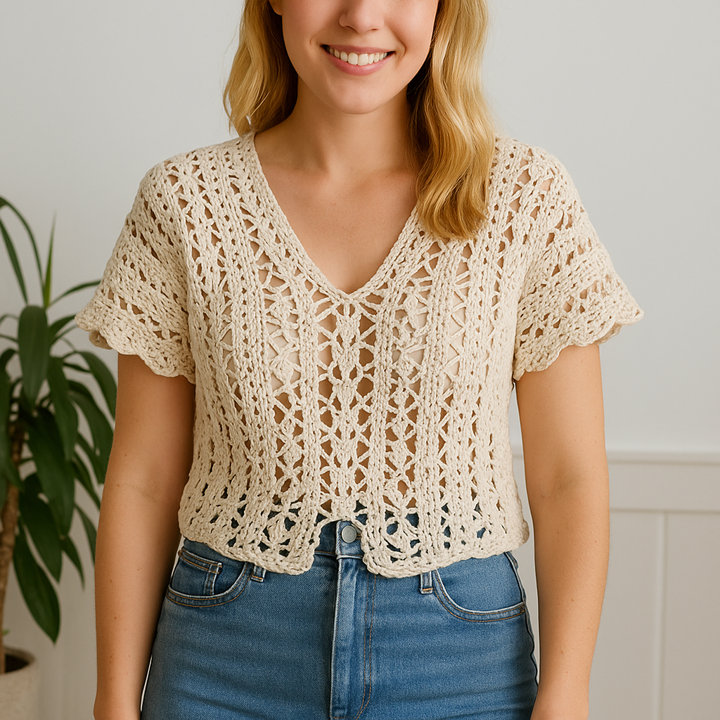 Castaway Tunic Crochet Pattern PDF | Summer Crochet Top, Lacy V-Neck Blouse, Boho Beach Cover Up, DIY Crochet Shirt Pattern