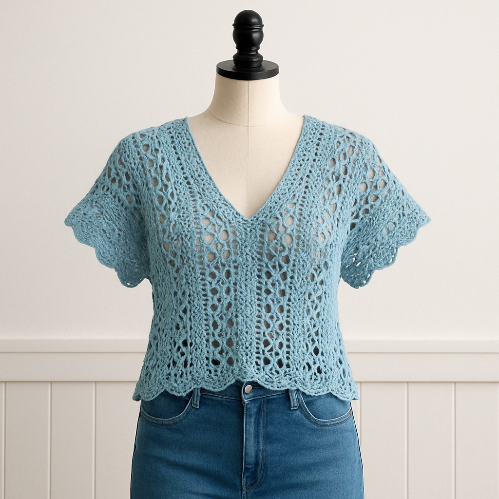 Castaway Tunic Crochet Pattern PDF | Summer Crochet Top, Lacy V-Neck Blouse, Boho Beach Cover Up, DIY Crochet Shirt Pattern