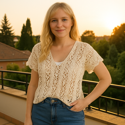 Castaway Tunic Crochet Pattern PDF | Summer Crochet Top, Lacy V-Neck Blouse, Boho Beach Cover Up, DIY Crochet Shirt Pattern
