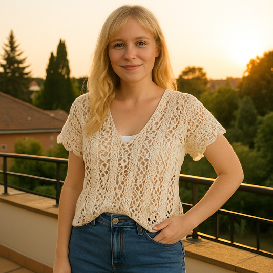 Castaway Tunic Crochet Pattern PDF | Summer Crochet Top, Lacy V-Neck Blouse, Boho Beach Cover Up, DIY Crochet Shirt Pattern