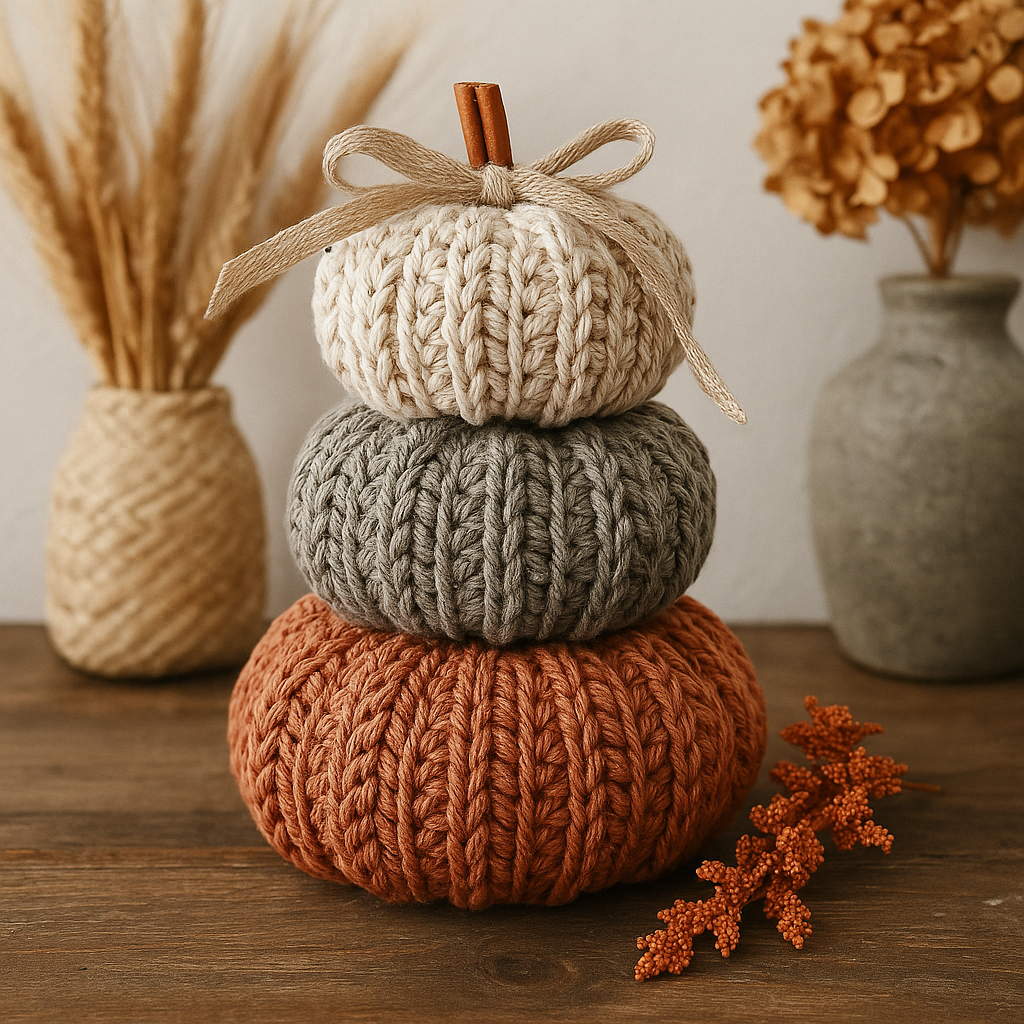 Crochet Pumpkin Trio Pattern with Video Tutorial – DIY Fall Decor, Easy Stackable Pumpkins, Handmade Autumn Crochet Project