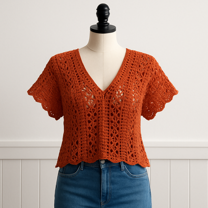 Castaway Tunic Crochet Pattern PDF | Summer Crochet Top, Lacy V-Neck Blouse, Boho Beach Cover Up, DIY Crochet Shirt Pattern