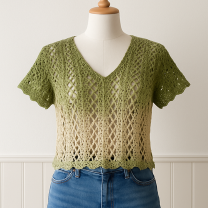 Castaway Tunic Crochet Pattern PDF | Summer Crochet Top, Lacy V-Neck Blouse, Boho Beach Cover Up, DIY Crochet Shirt Pattern