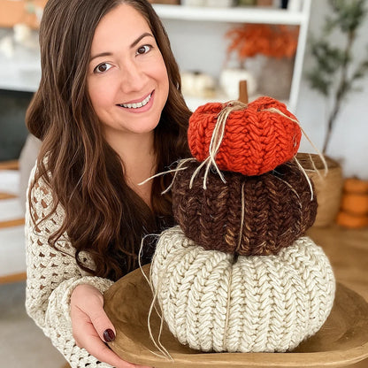 Chunky Crochet Pumpkin Pattern PDF + Video | Easy Herringbone Stitch Pumpkins in 6 Sizes | Fall & Thanksgiving Decor | Beginner Friendly