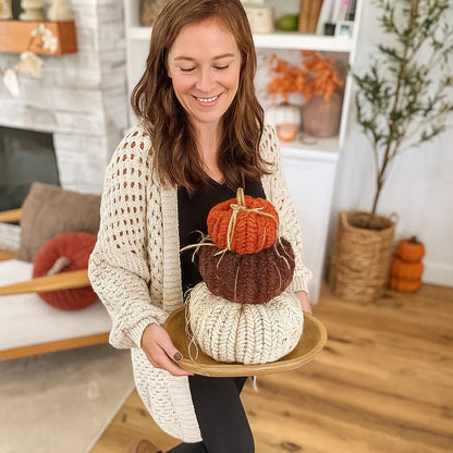 Chunky Crochet Pumpkin Pattern PDF + Video | Easy Herringbone Stitch Pumpkins in 6 Sizes | Fall & Thanksgiving Decor | Beginner Friendly
